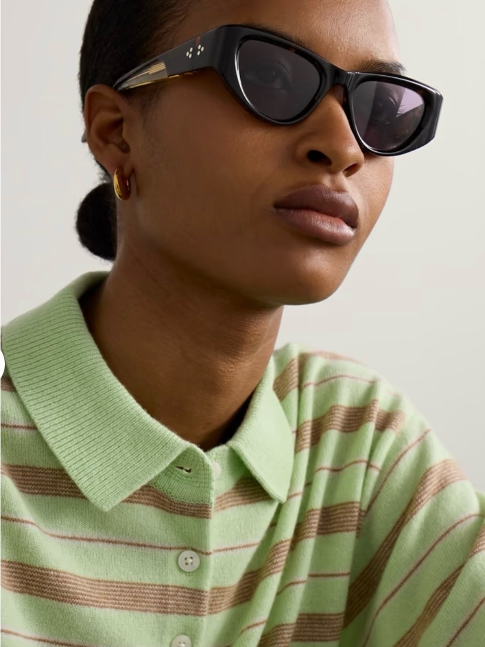 Jacques Mari Mage “Seymour” Classic Black Cat-Eye Sunglasses for Women